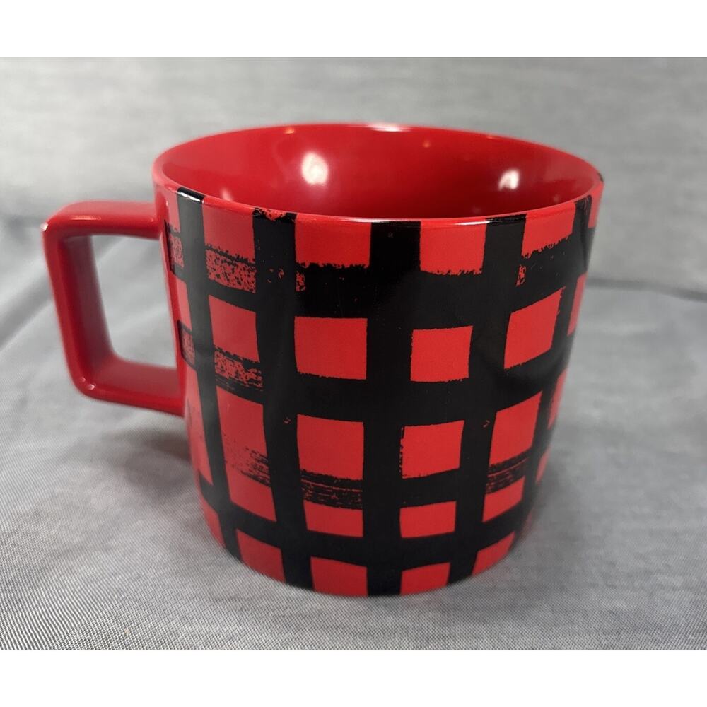 Starbucks Christmas Coffee Mug‎ Cup 2016 Black and Red Plaid Flannel Winter 14oz
